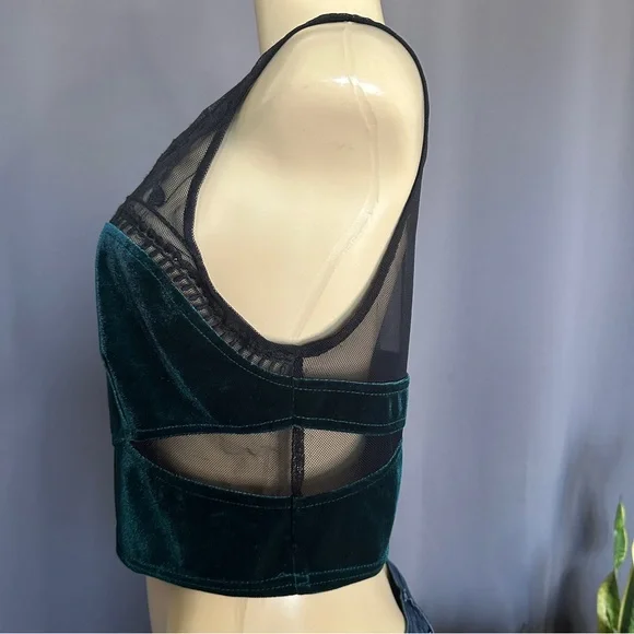 UO | STARING AT STARS Velvet and Lace Crop Top - Picture 6 of 9